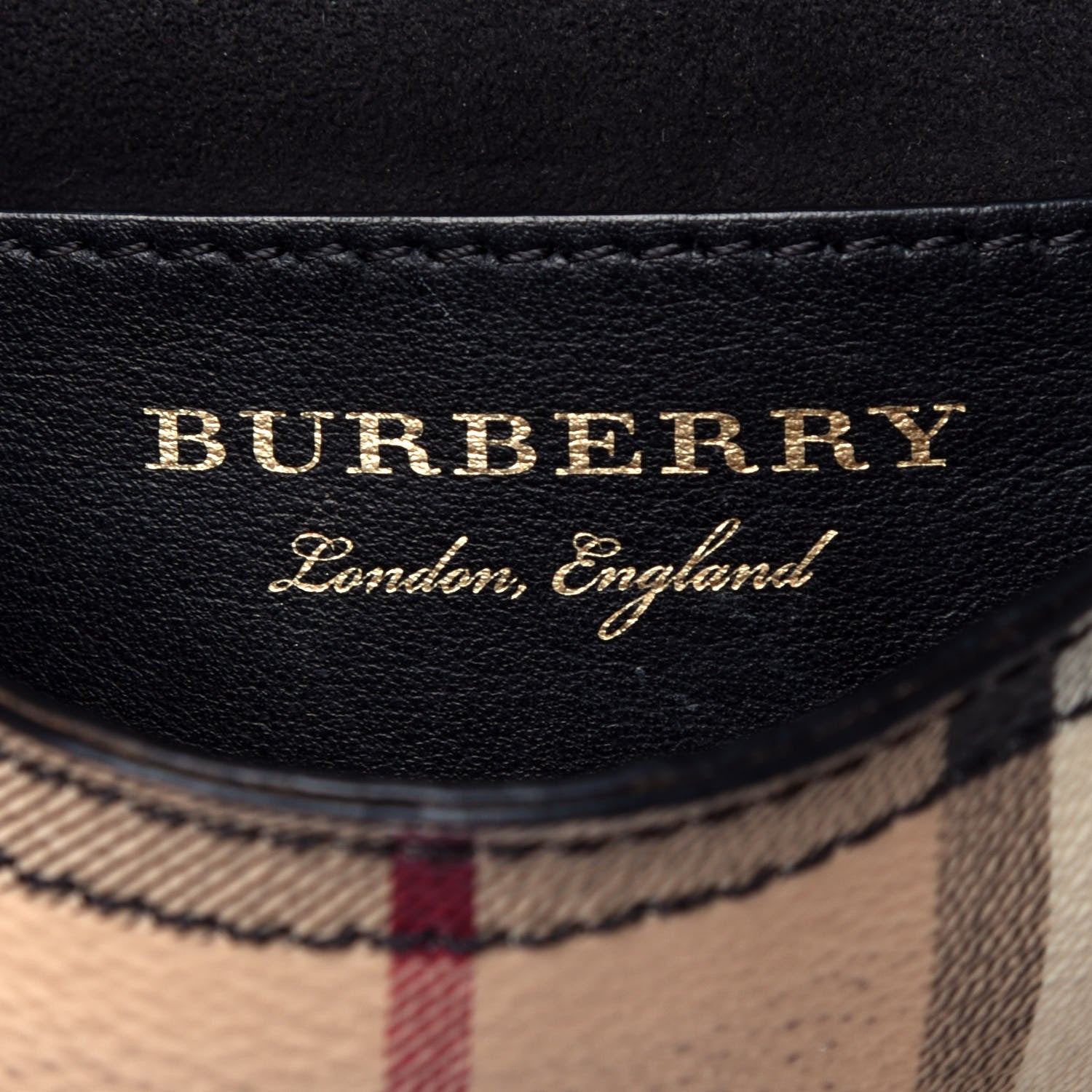 Burberry Perforated Calfskin Haymarket Check Baby Bridle Crossbody Black 6 of 9