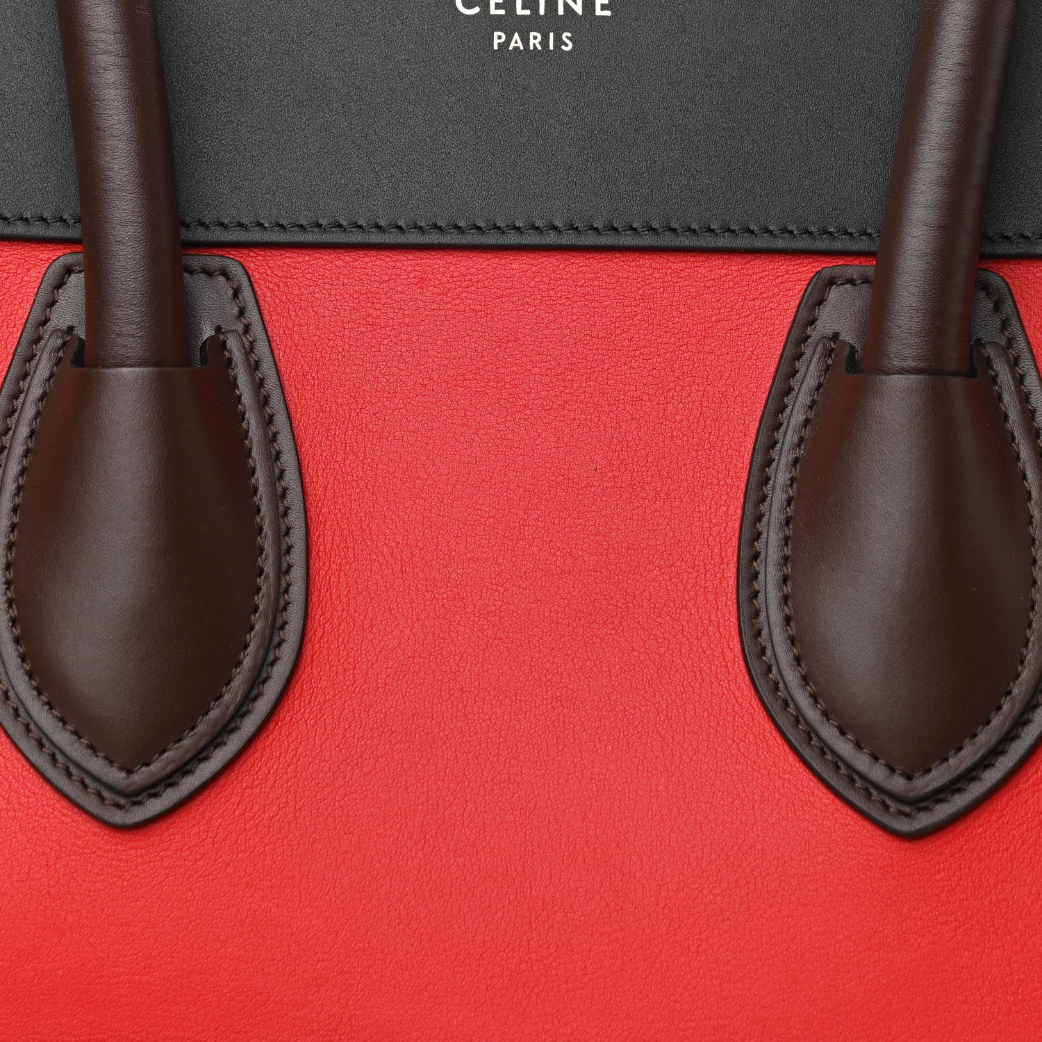 Celine Calfskin Bullhide Mini Luggage Tri-Color Bright Red 7 of 9