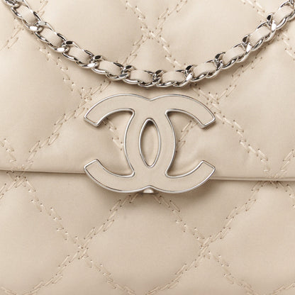 Chanel Calfskin Quilted Double Stitch Hamptons Clutch with Chain Beige Clair 8 of 11