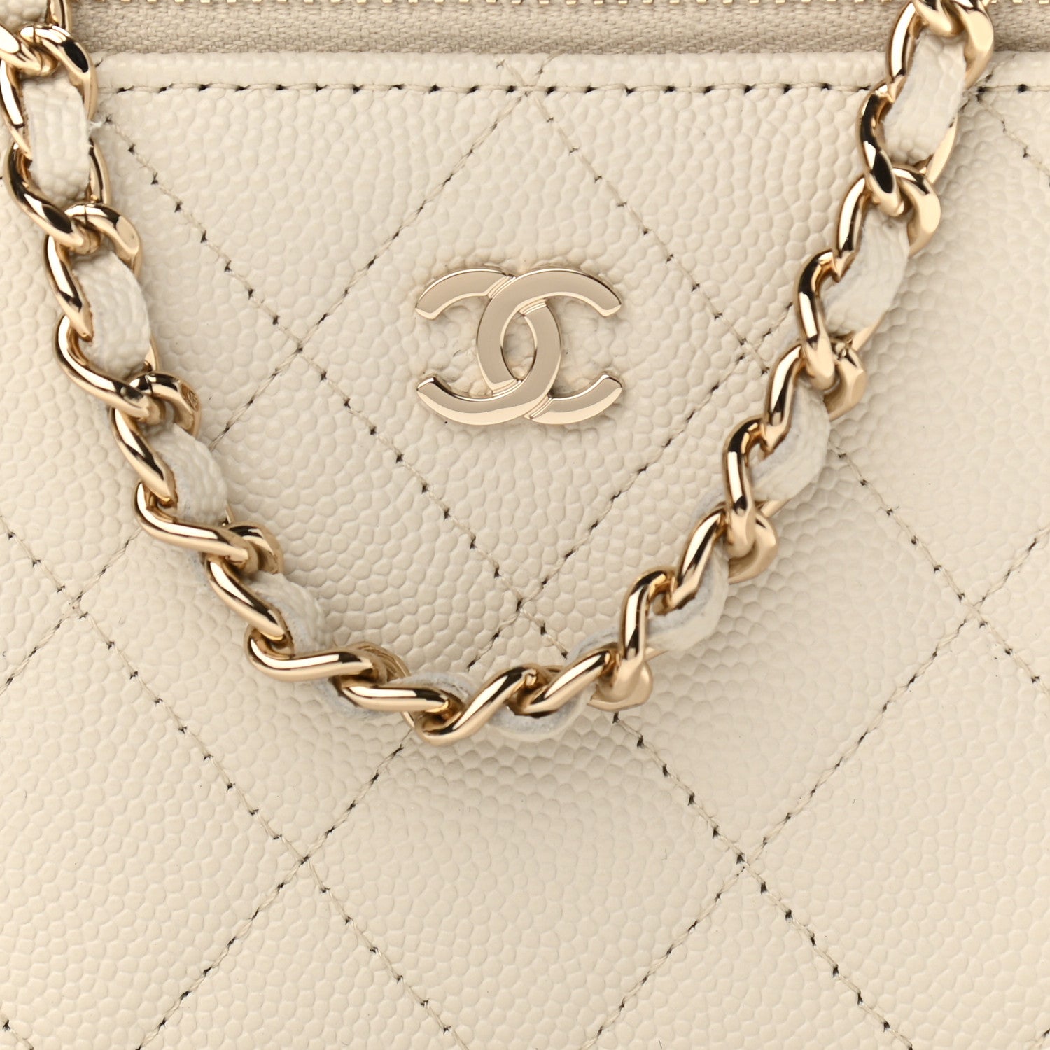 Chanel Caviar Quilted Small Vanity Case With Chain White 7 of 10