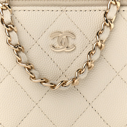 Chanel Caviar Quilted Small Vanity Case With Chain White 7 of 10