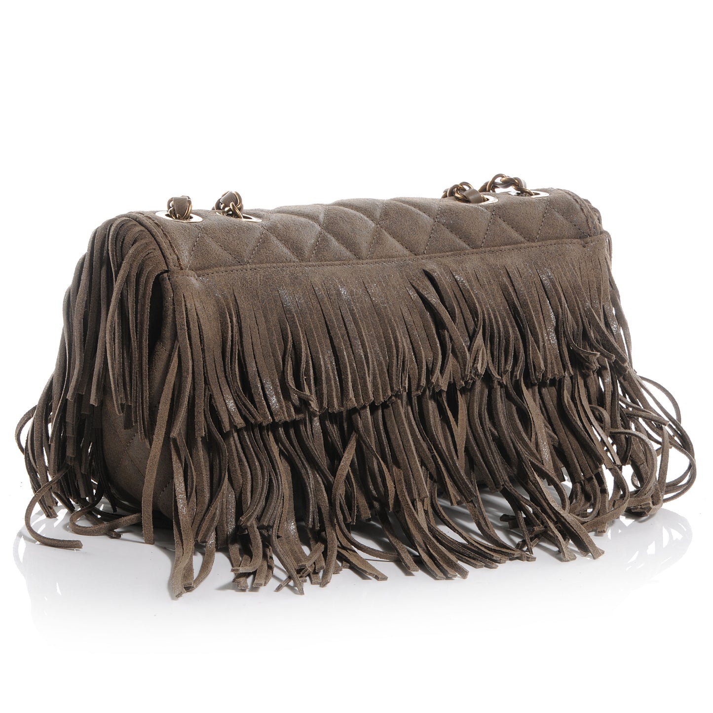 Calfskin Paris Dallas Fringe Flap Grey