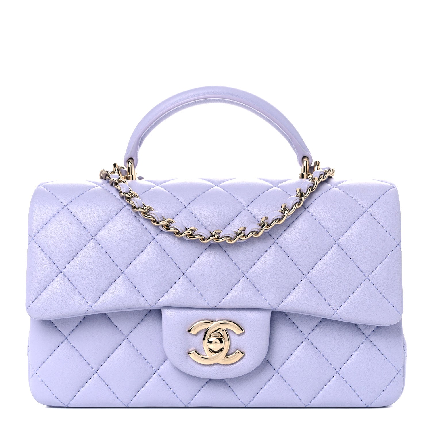Chanel Lambskin Quilted Mini Top Handle Rectangular Flap Light Purple 1 of 9