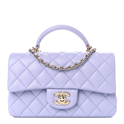 Chanel Lambskin Quilted Mini Top Handle Rectangular Flap Light Purple 1 of 9