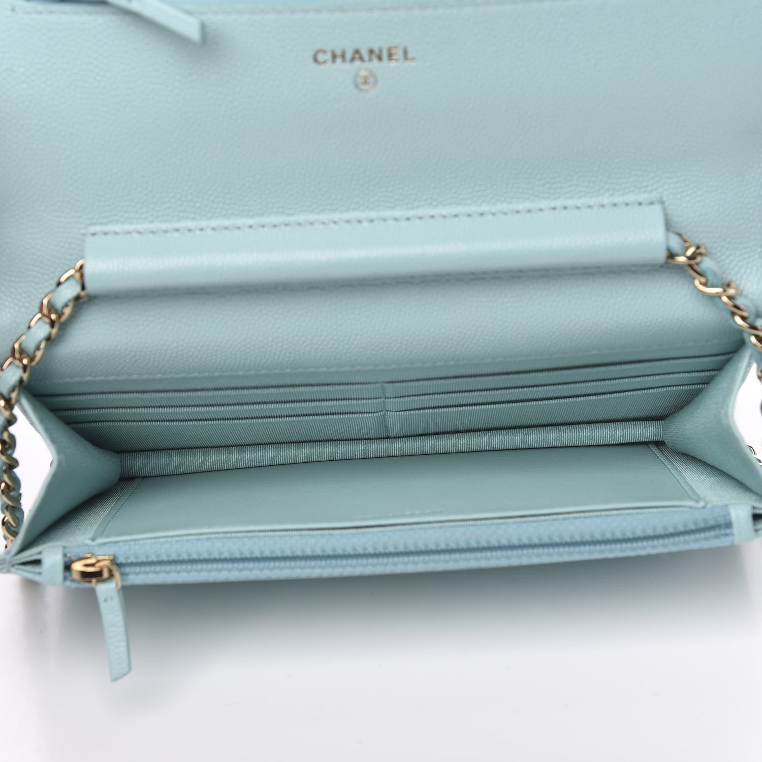 Chanel Caviar Quilted Wallet On Chain WOC Light Blue 5 of 10