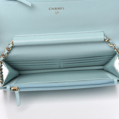 Chanel Caviar Quilted Wallet On Chain WOC Light Blue 5 of 10