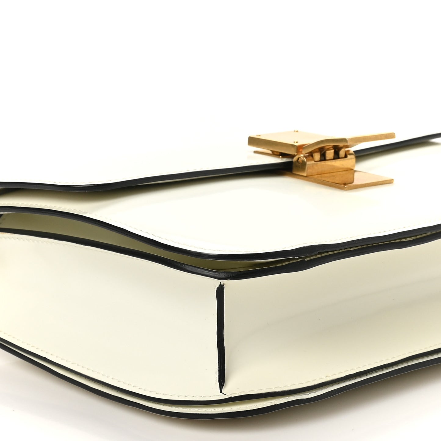 Spazzolato Calfskin Medium Classic Box Bag White