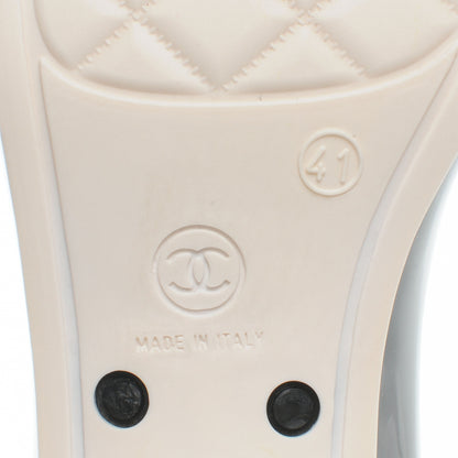 Chanel Rubber Camelia Rain Boots 41 Black White 6 of 6