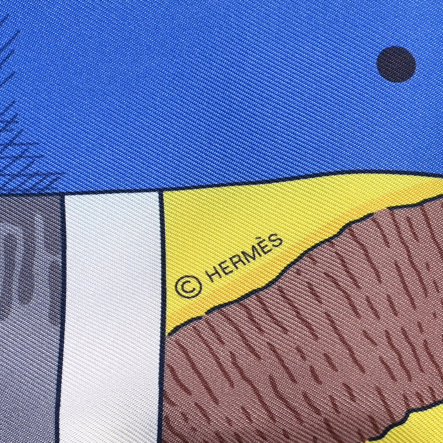 Hermes Silk Mors A Jouets Chemise Slim Maxi Twilly Jaune Bleu Beige 3 of 4
