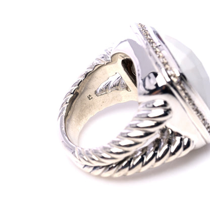 David Yurman Sterling Silver Diamond White Jasper 17mm Albion Ring 52 6 6 of 7