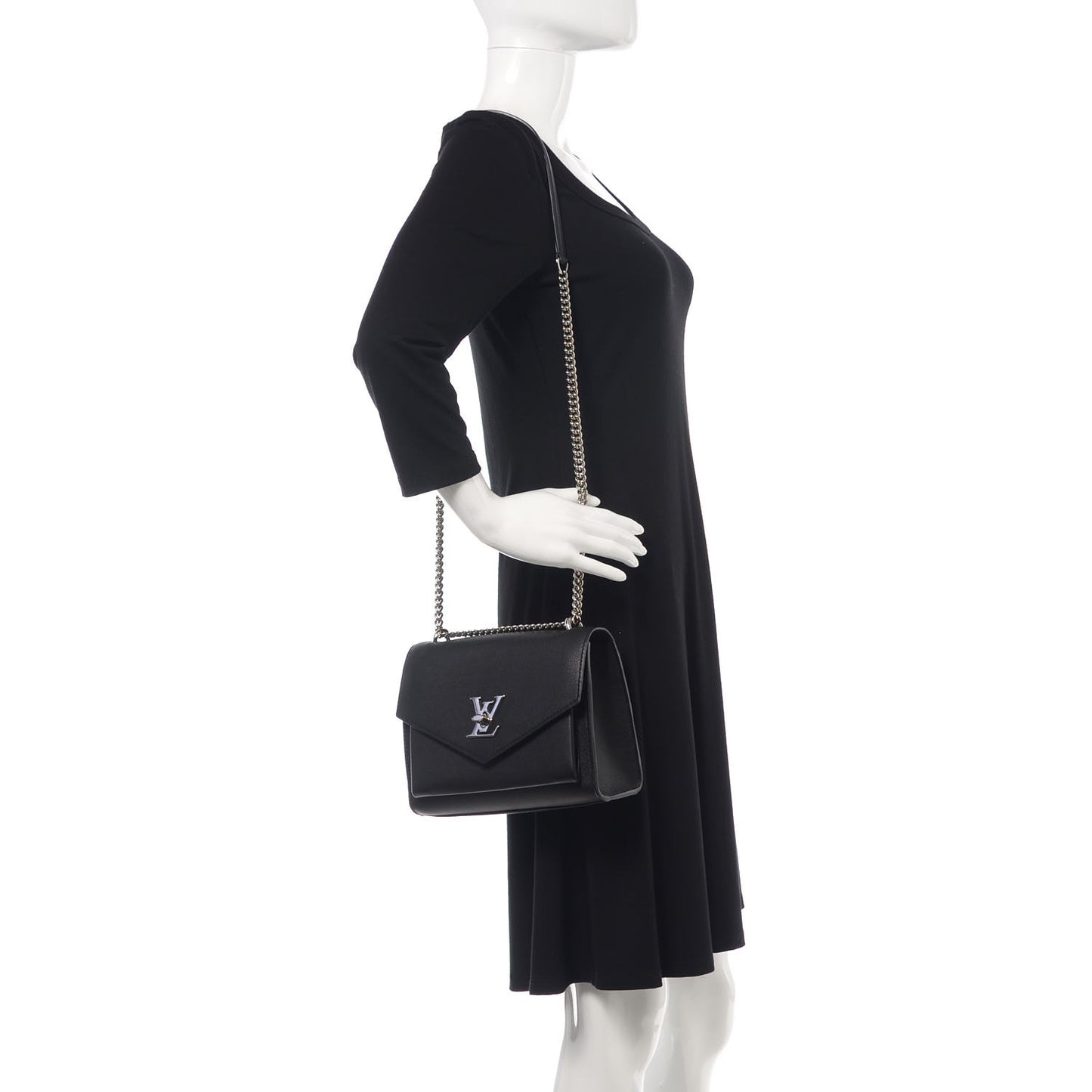 Soft Calfskin My Lockme Chain Bag BB Black