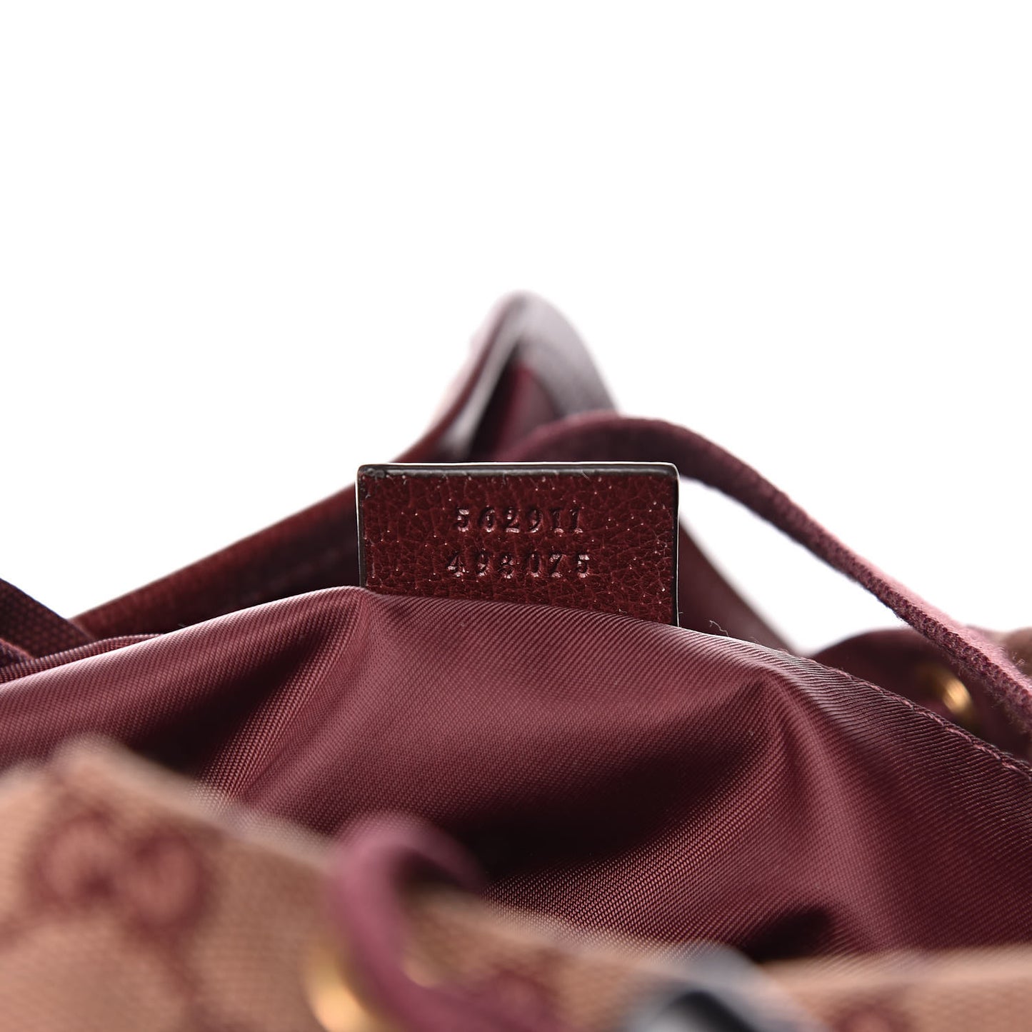 GG Monogram Script Logo Large Double Pocket Backpack Sahara Rubino Bordeaux