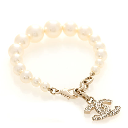 Chanel Graduated Pearl Crystal CC Bracelet Gold 3 of 5