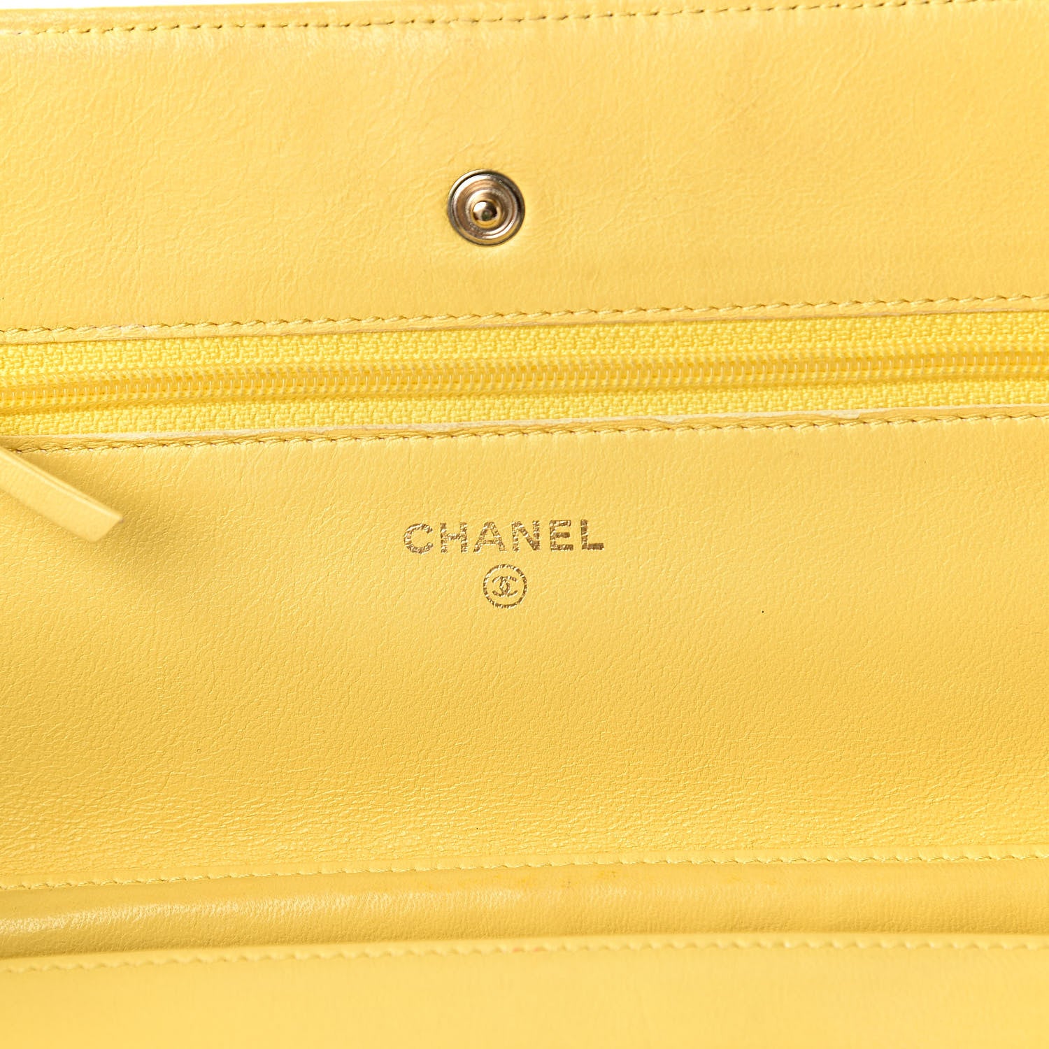 Chanel Lambskin Quilted Wallet on Chain WOC Yellow 6 of 11