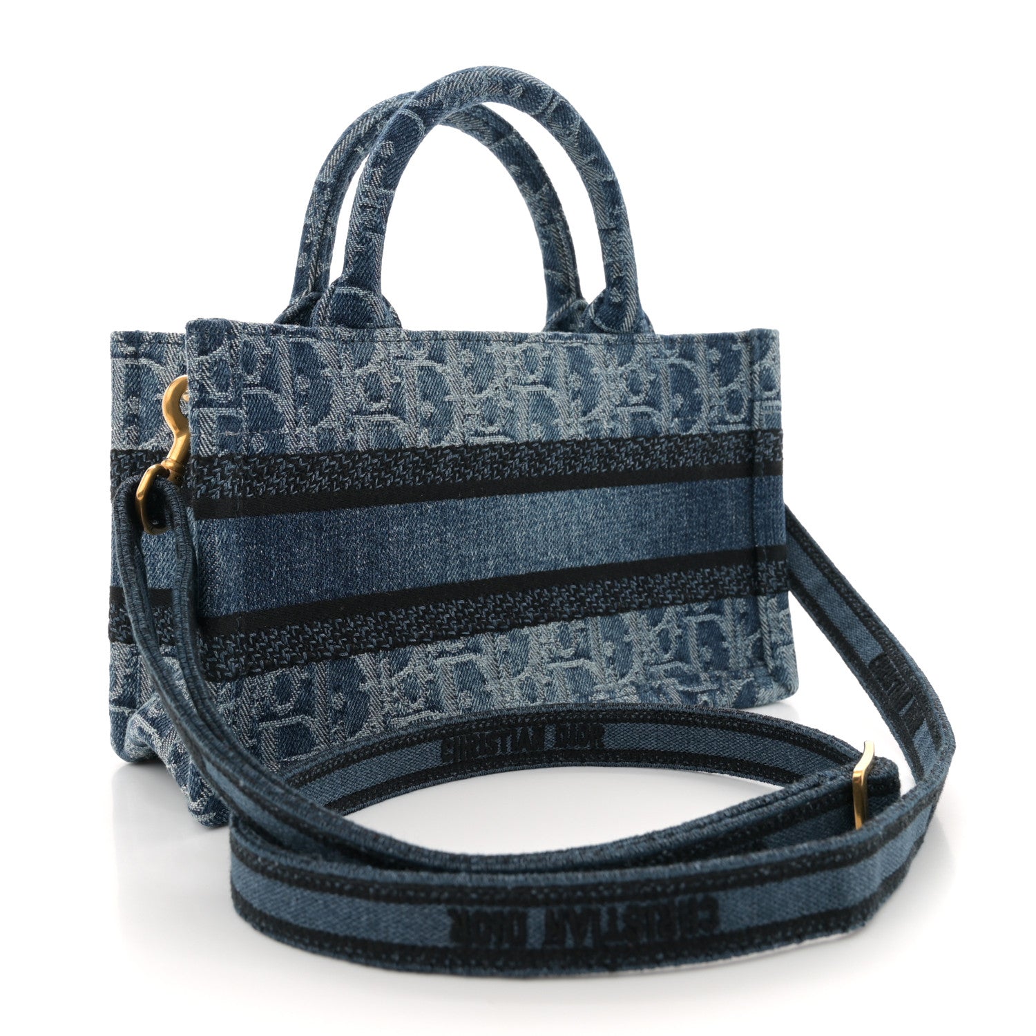 Christian Dior Denim Oblique Mini Book Tote With Strap Blue 3 of 11