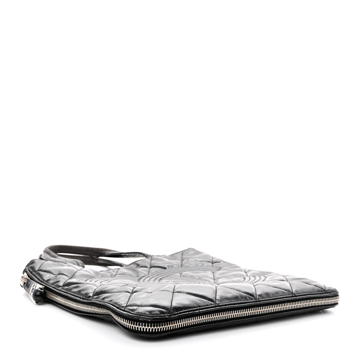 Chanel Patent Quilted Expandable CC Shoping Tote Black 4 of 20