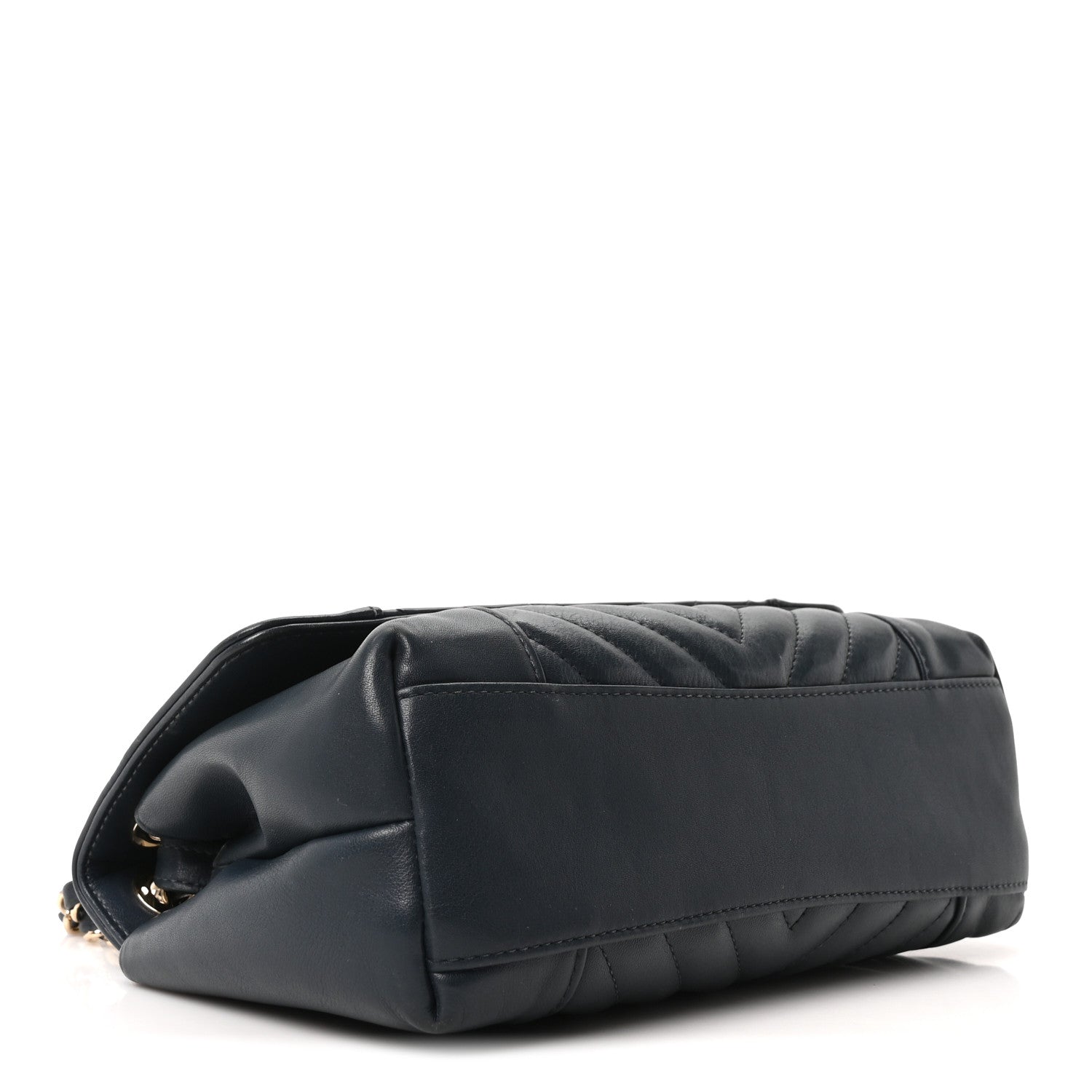 Chanel Calfskin Quilted Medium Daily Chevron Flap Navy Blue 4 of 10