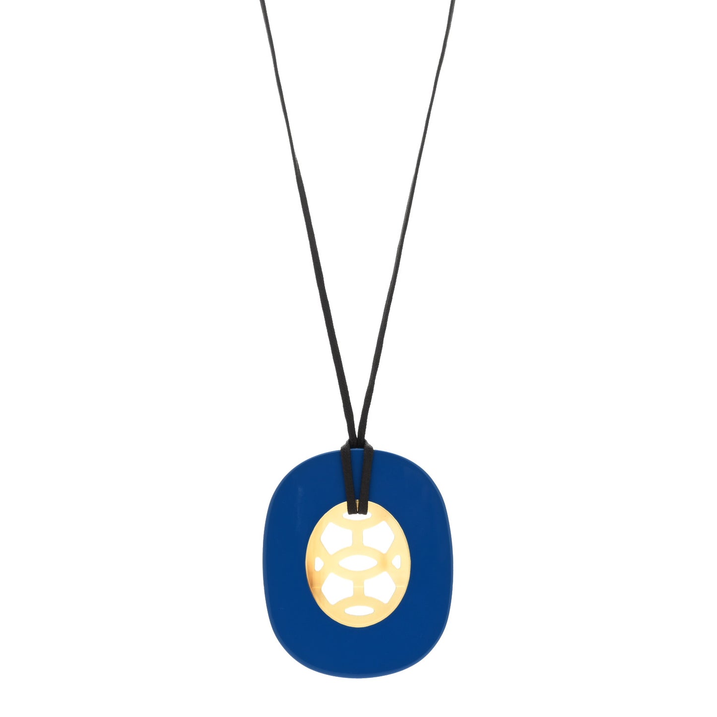 Buffalo Horn Lacquer Lift Necklace Bleu Saphir