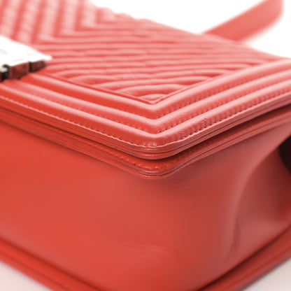 Chanel Wrinkled Lambskin Chevron Quilted Medium Boy Flap Orange 10 of 14