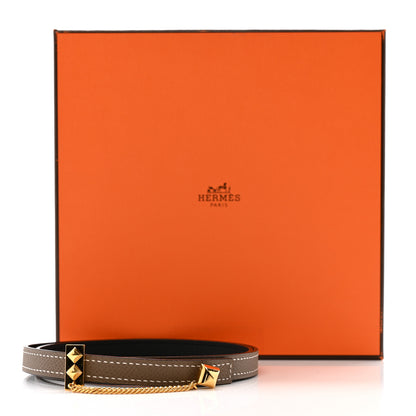 Hermes Swift Epsom Gourmette Equestre 13mm Belt 75 30 Black Etoupe 6 of 6