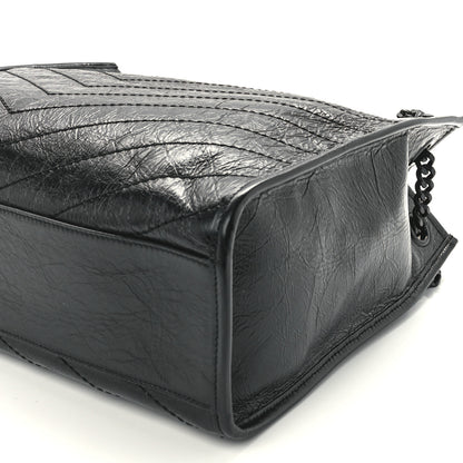 Saint Laurent Crinkled Calfskin Matelasse Monogram Medium Niki Shopper Tote Black 12 of 12