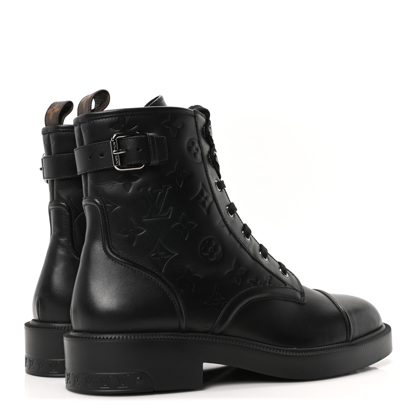 Calfskin Monogram Debossed Citizen Flat Ranger Boots 42 Black