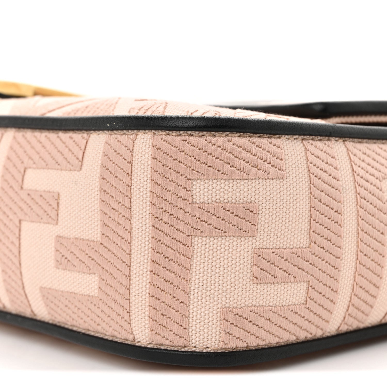 Fendi Canvas Vitello King FF Embroidered Baguette Rosa Quarzo Black 10 of 10