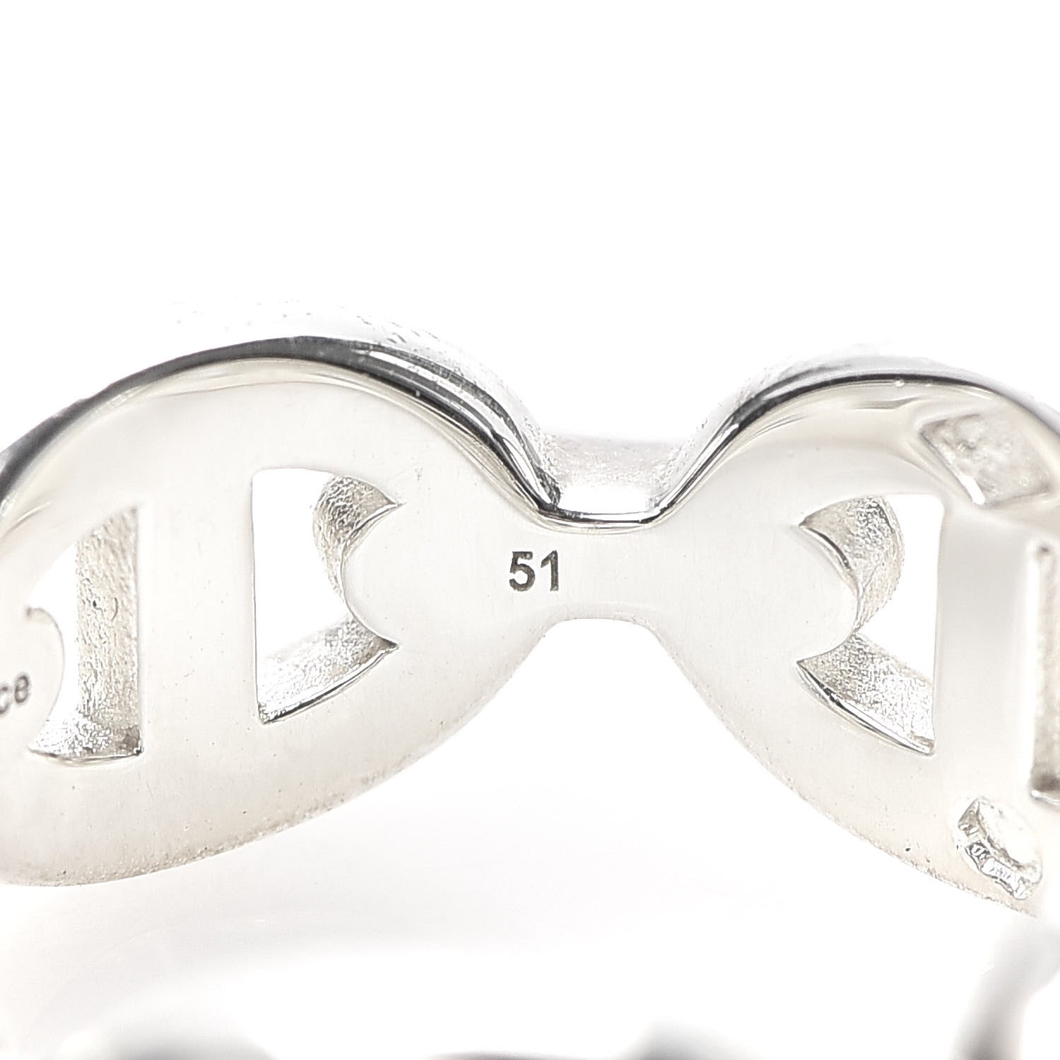 Hermes Sterling Silver PM Chaine d'Ancre Enchainee Band Ring 51 5.75 5 of 7
