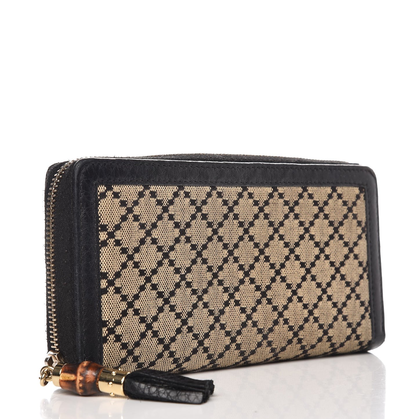 Diamante Bamboo Tassel Zip Around Wallet Dark Blue