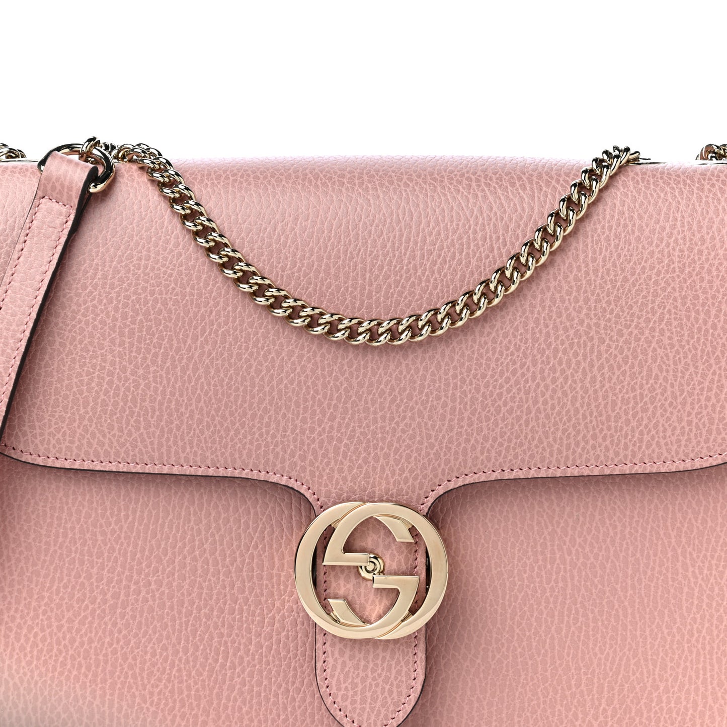 Dollar Calfskin Interlocking G Shoulder Bag Soft Pink