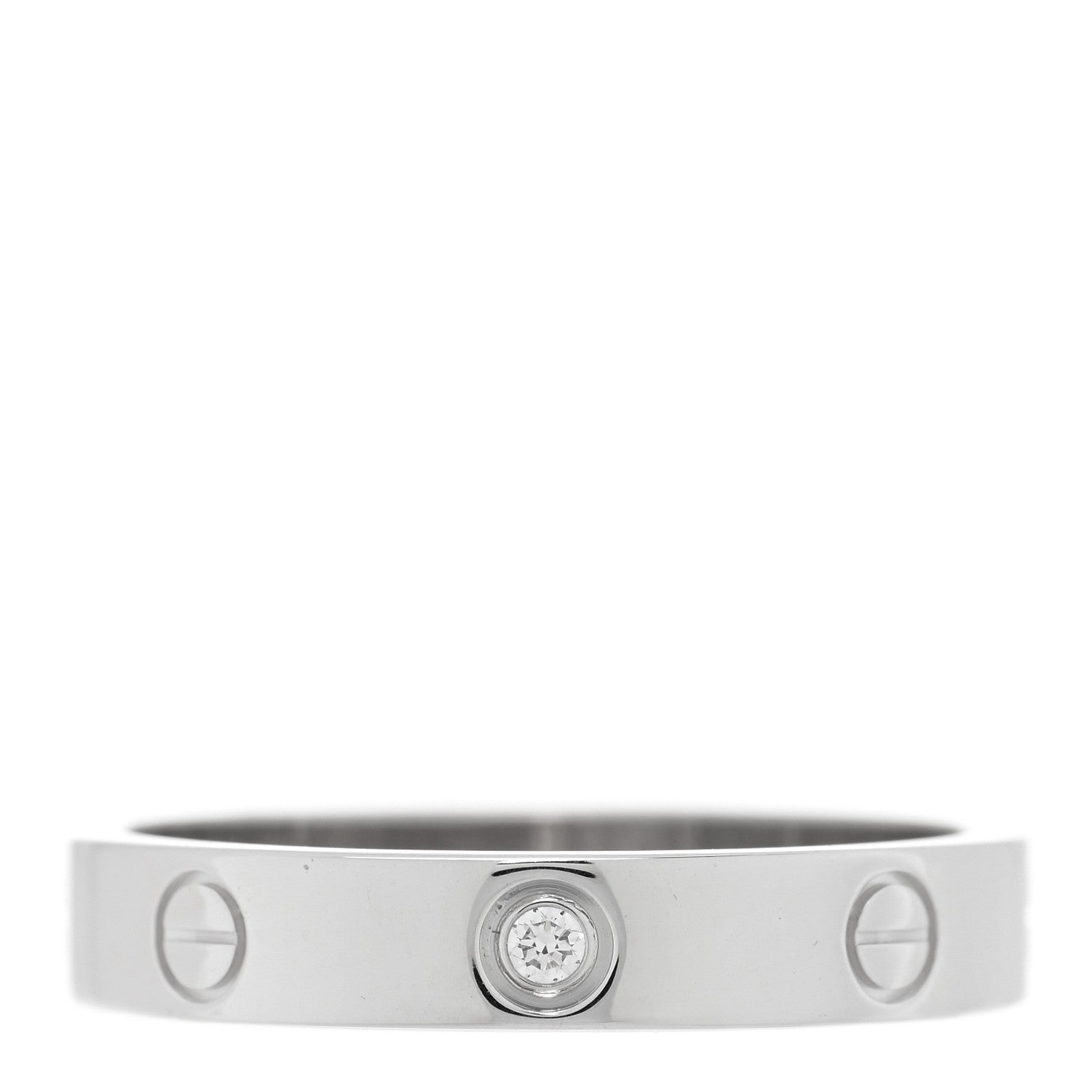 Cartier 18K White Gold Diamond 4mm LOVE Wedding Band Ring 59 8.75 1 of 4