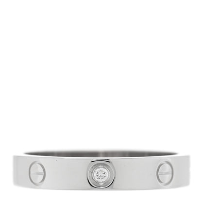 Cartier 18K White Gold Diamond 4mm LOVE Wedding Band Ring 59 8.75 1 of 4