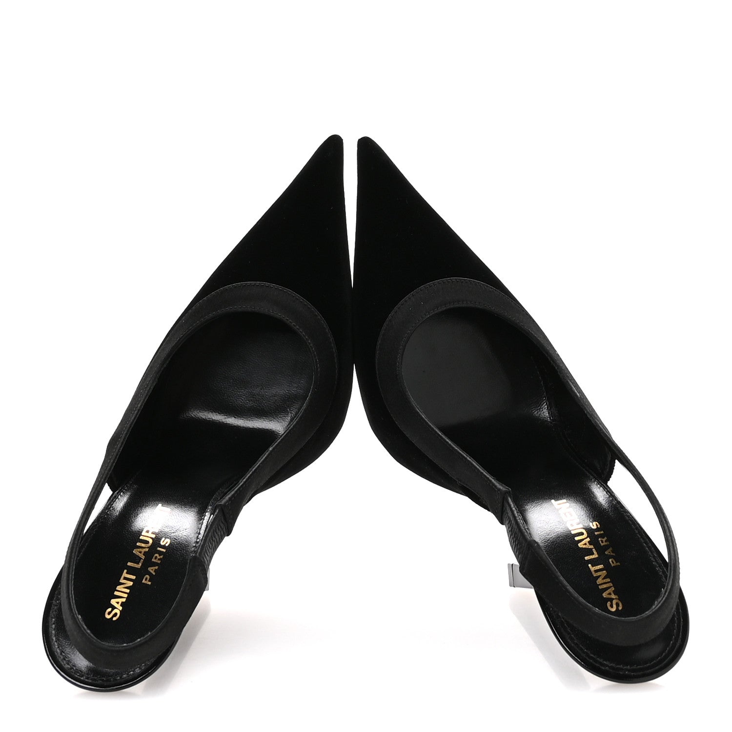 Saint Laurent Velluto Master Raso Regale Victoire 115 Slingback Pumps 36.5 Black 2 of 9
