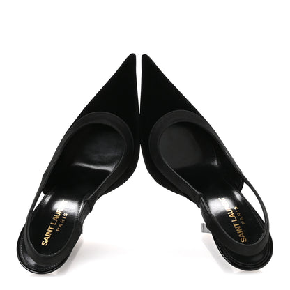 Saint Laurent Velluto Master Raso Regale Victoire 115 Slingback Pumps 36.5 Black 2 of 9