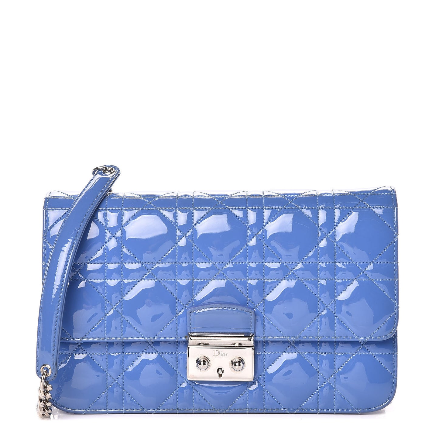 Patent Cannage Miss Dior Promenade Pouch Blue