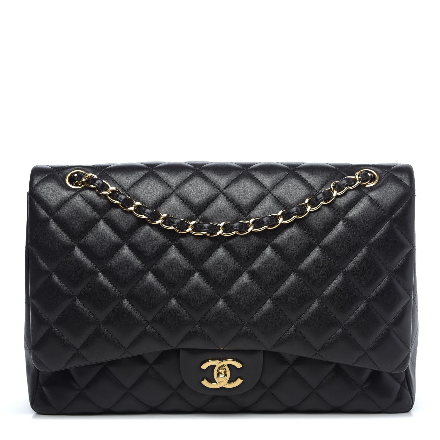 Chanel Lambskin Quilted Maxi Single Flap Black 1 of 12