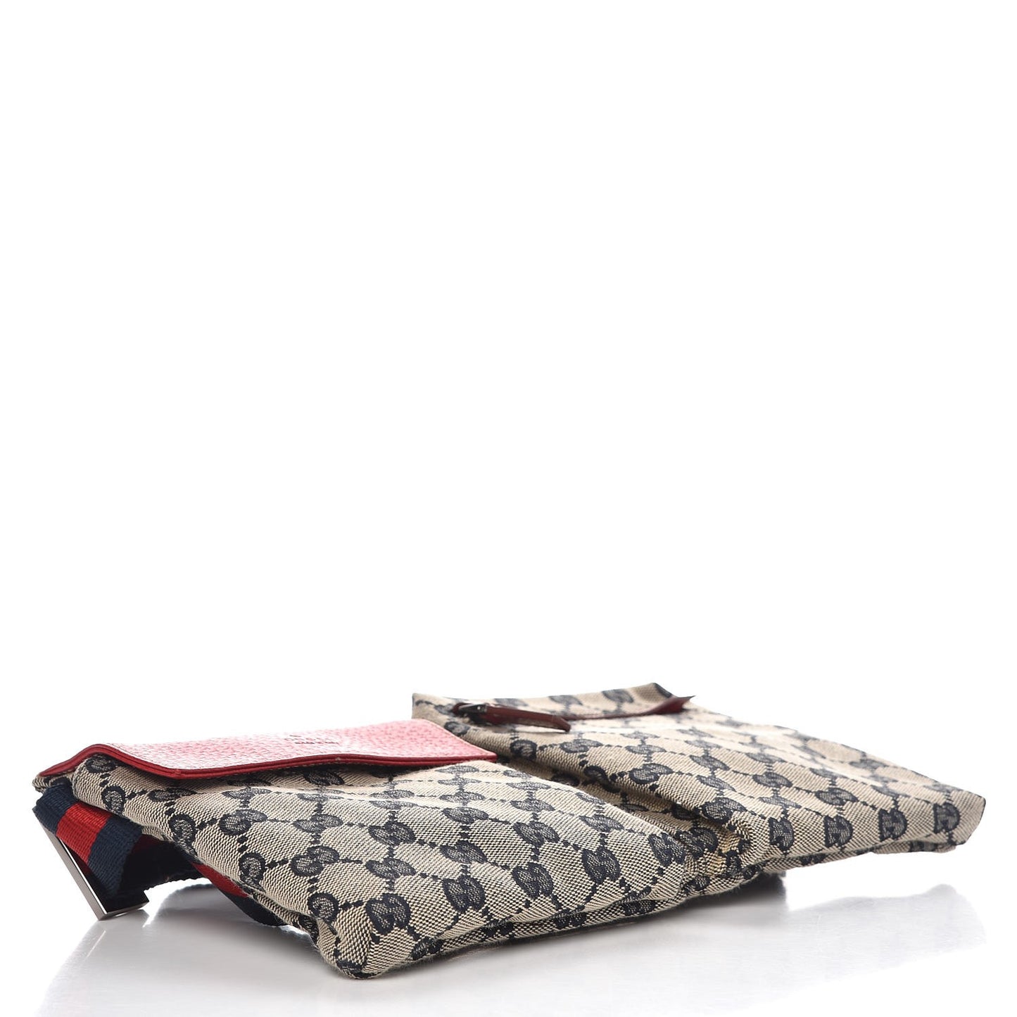 GG Monogram Web Double Pocket Belt Bag Navy Red
