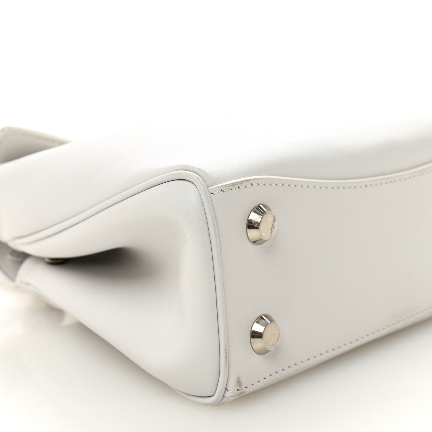 Natural Smooth Calfskin Mini Rodeo Top Handle Handbag Optic White