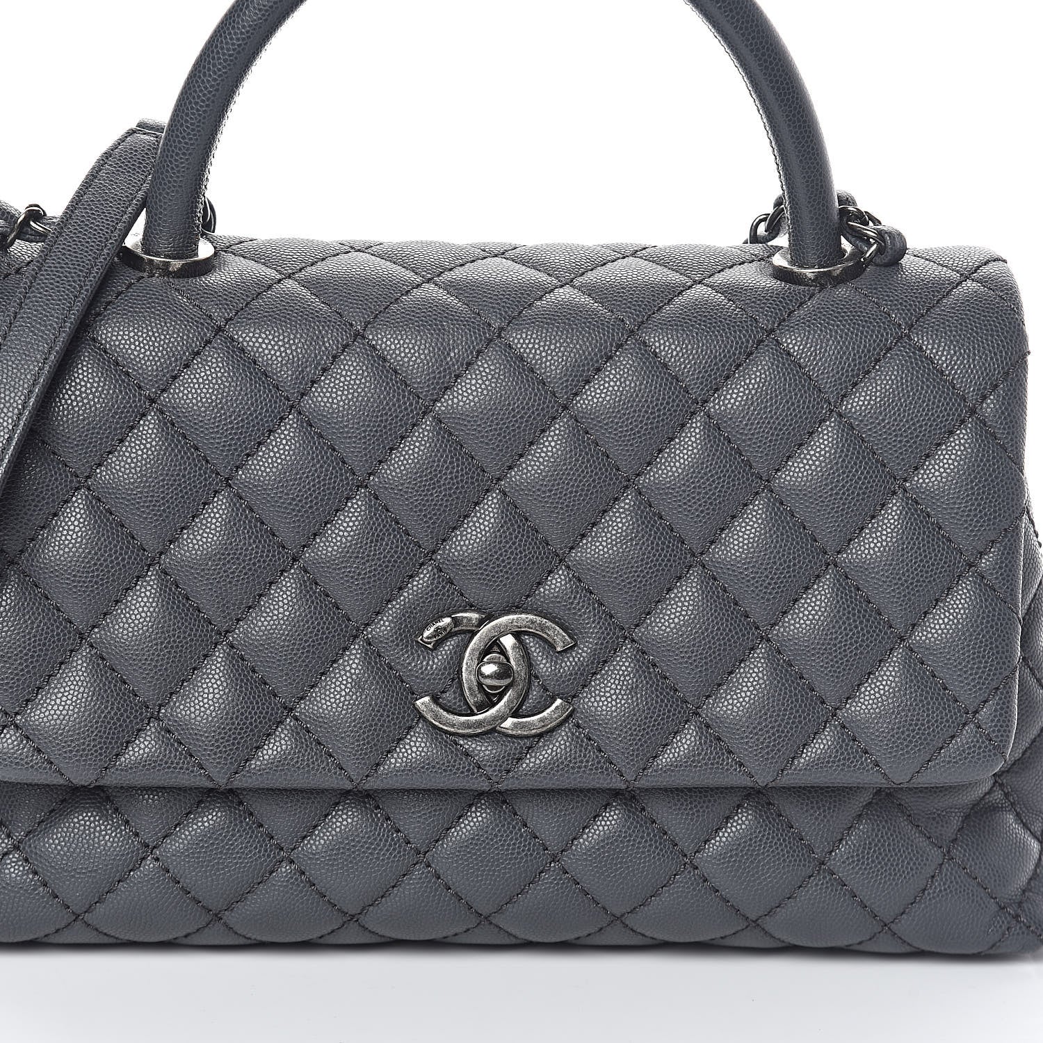 Chanel Caviar Quilted Small Coco Handle Flap Gray 10 of 10