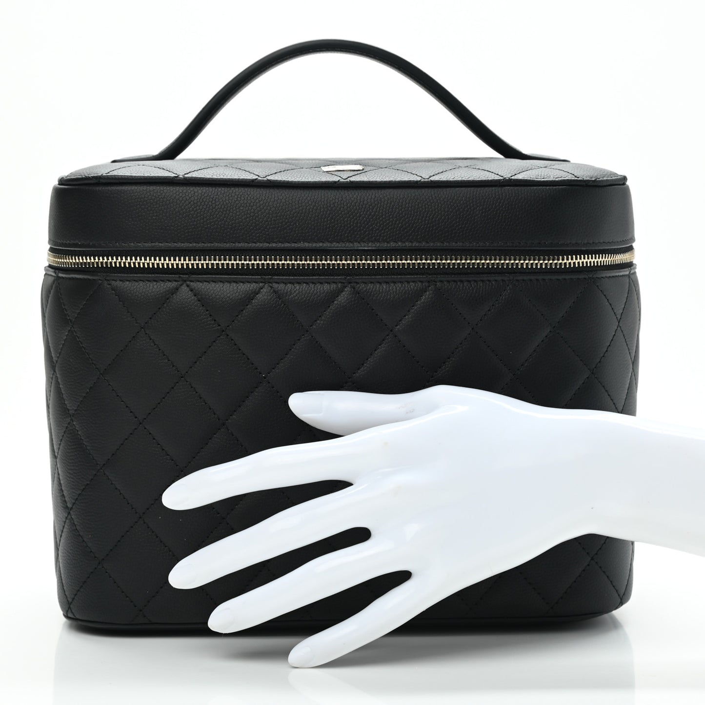 Caviar Quilted Large Vanity Pouch Black