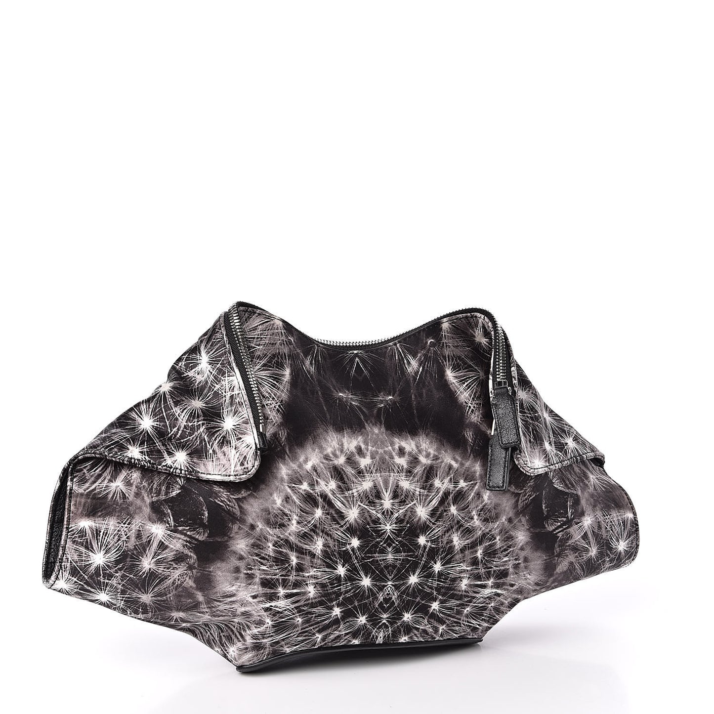 Silk Dandelion Print De Manta Clutch Black
