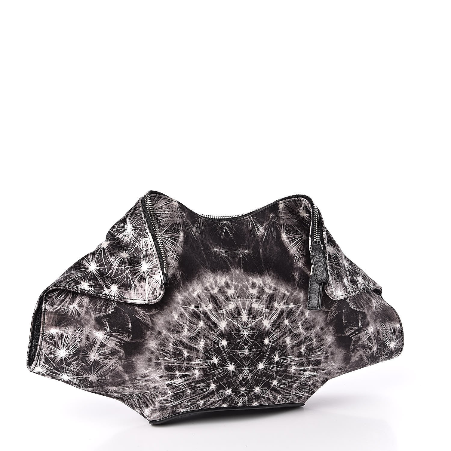 Alexander McQueen Silk Dandelion Print De Manta Clutch Black 3 of 9