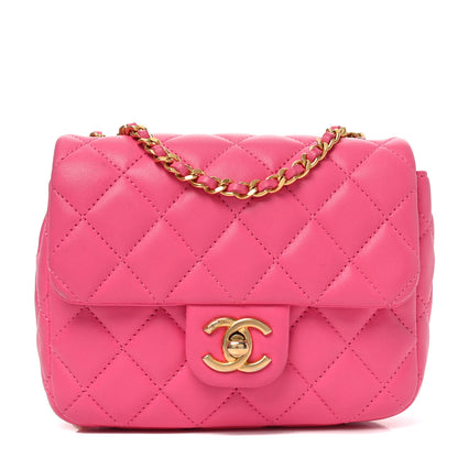 Chanel Lambskin Enamel Quilted Mini Coco Hearts Square Flap Pink 1 of 10