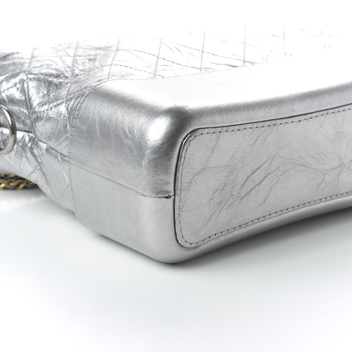 Metallic Lambskin Calfskin Quilted Medium Gabrielle Hobo Silver