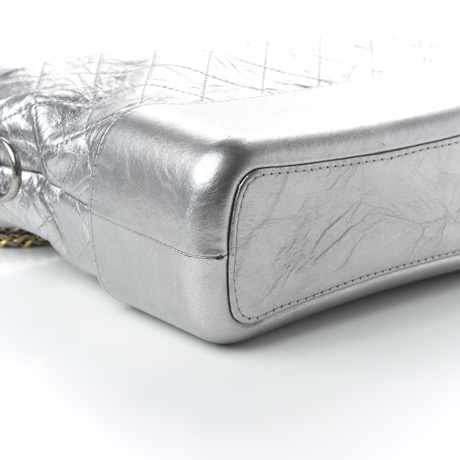 Chanel Metallic Lambskin Calfskin Quilted Medium Gabrielle Hobo Silver 6 of 11