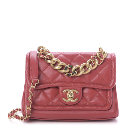 Chanel Lambskin Quilted Chain Linked In Flap Bag Red 1 of 11