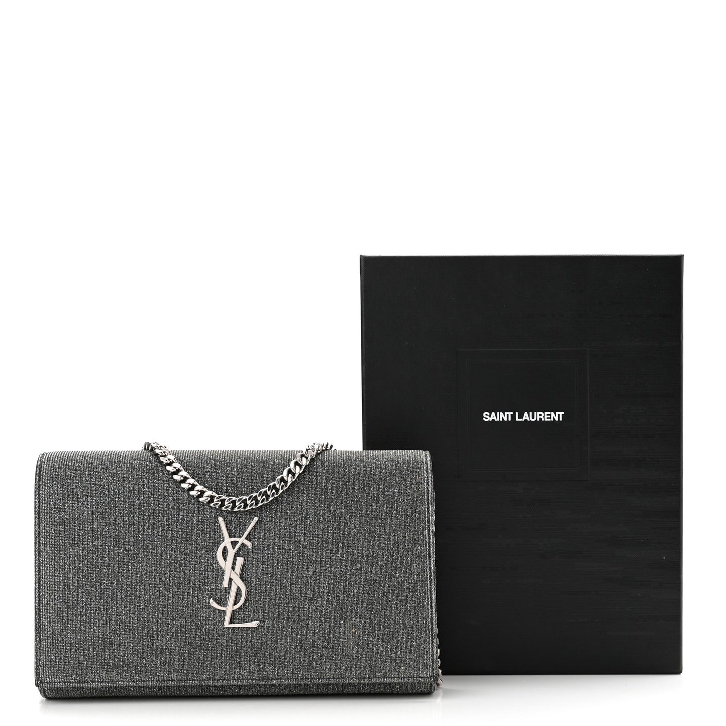Grained Metallic Calfskin Monogram Chain Wallet