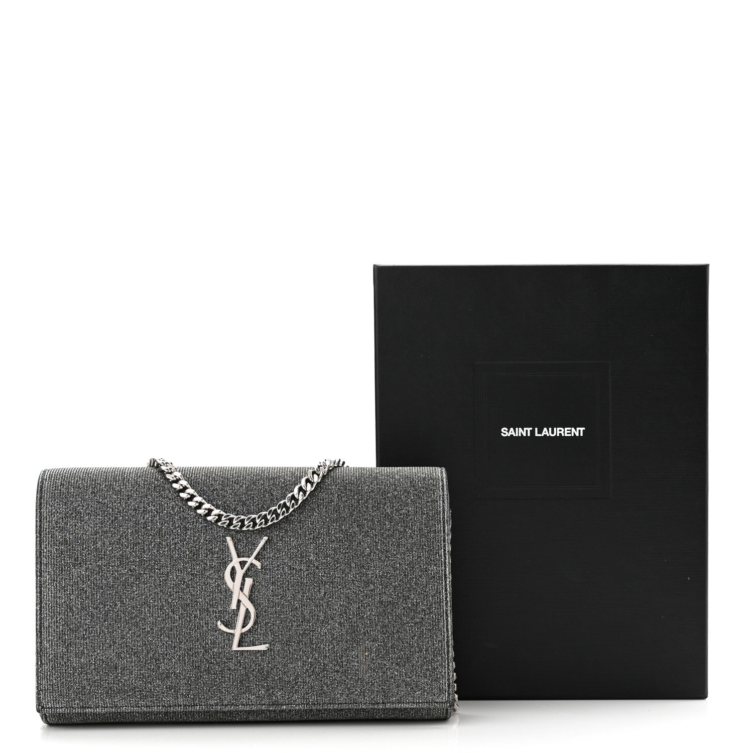 Saint Laurent Grained Metallic Calfskin Monogram Chain Wallet 12 of 12