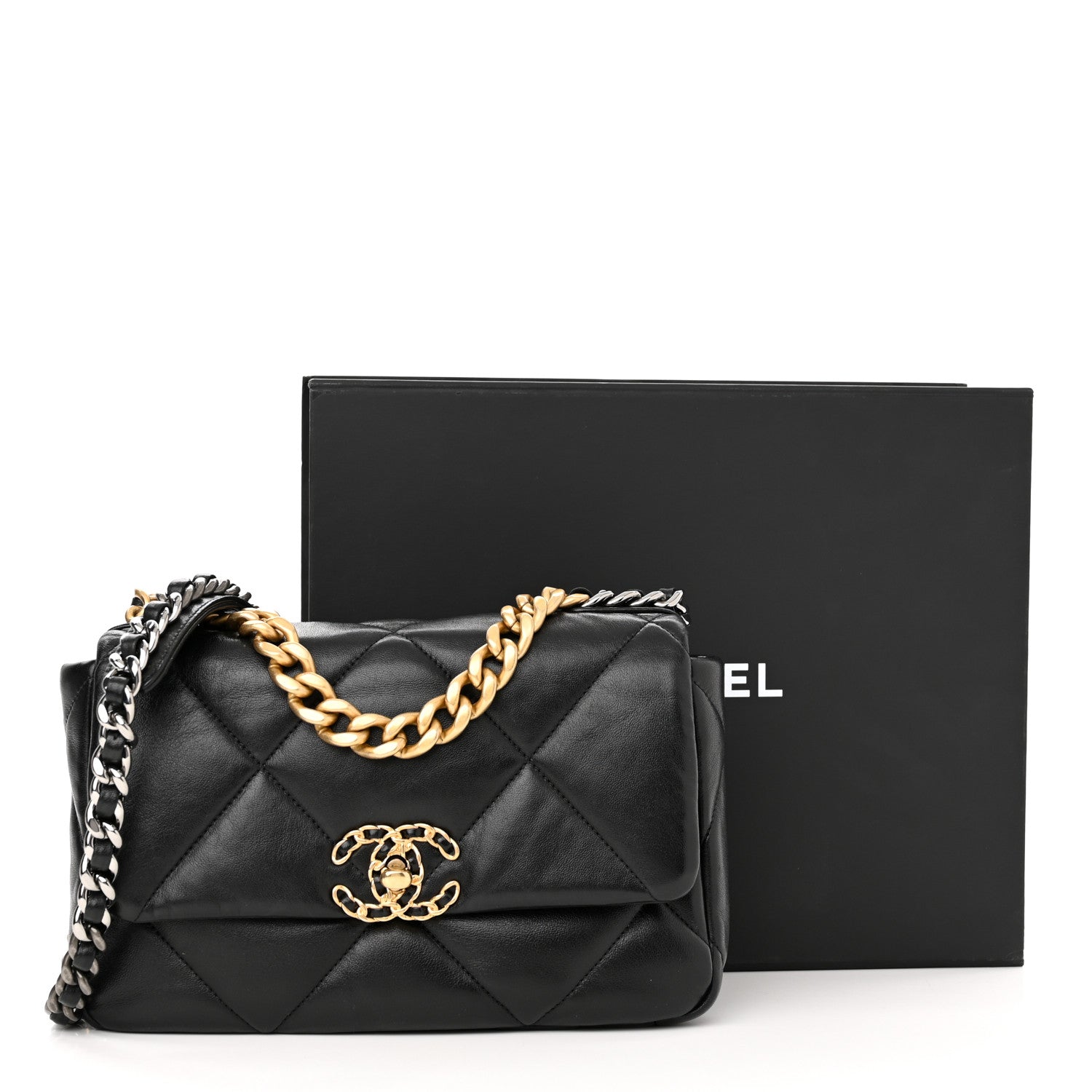 Chanel Goatskin Quilted Medium Chanel 19 Flap Black 11 of 11