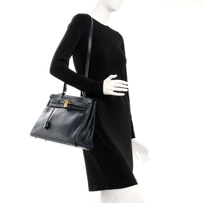 Hermes Courchevel Kelly Retourne 35 Bleu Marine 24 of 28